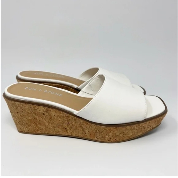 NWT Sun + Stone White Charlotte Wedge Sandals NEW with tags. Platform Sandal - Picture 2 of 4
